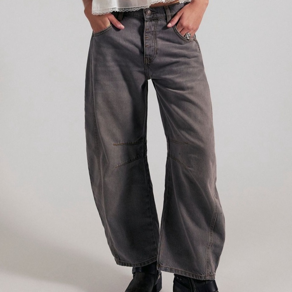 Free People Barrel Jeans Archive Grey